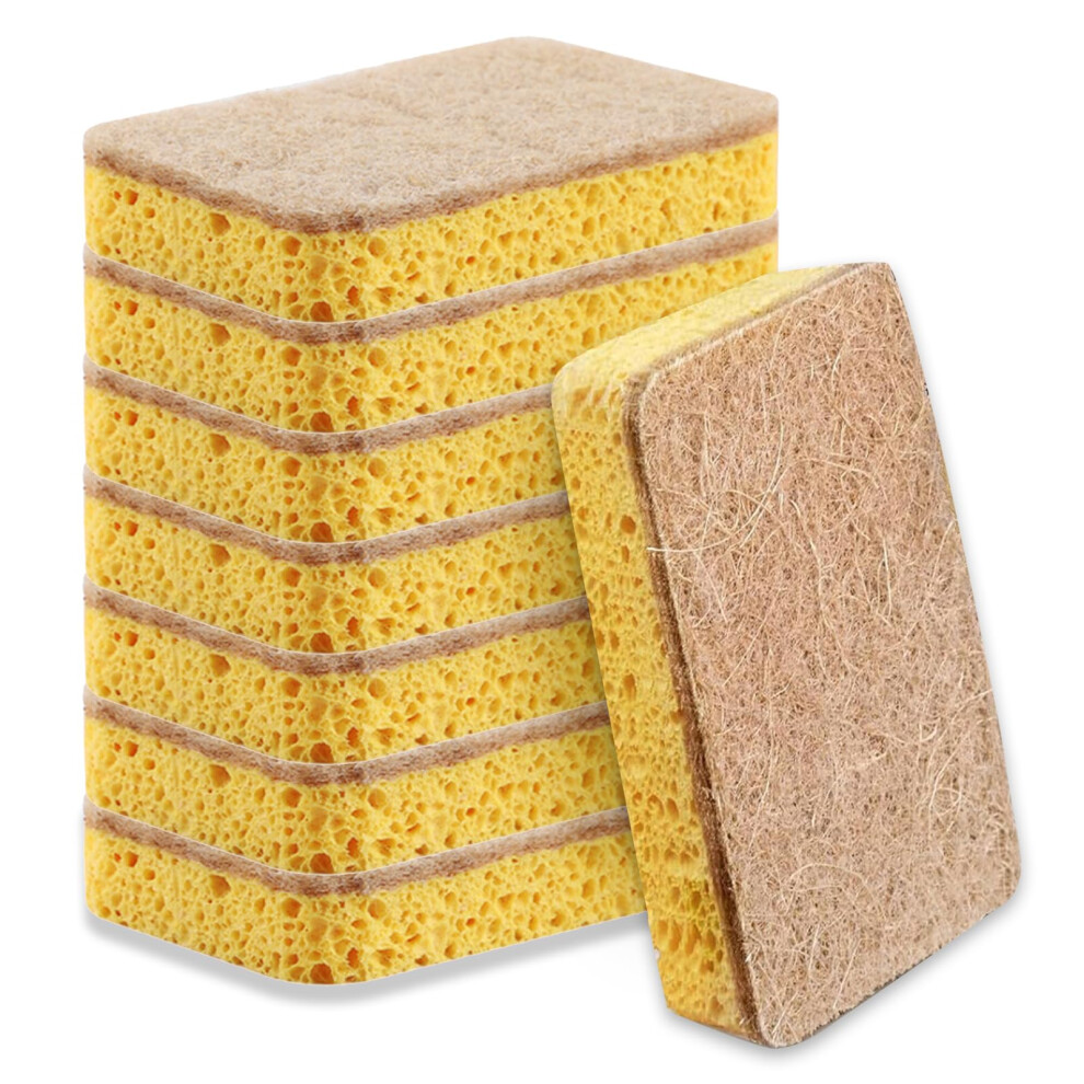 8 Pack Eco Sponges Washing Up,Biodegradable Washing Up Scrubber Sponges, Reusable Kitchen Dish Sponge, Eco Sponge Scourers For Dishes & Heavy Cleaning 5051226770524