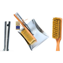 Toolspace | Set Of 2 Dustpans | Stainless Steel Dustpan | Hand Brush Natural Bristles, Beech Wood Metal Garden | Dustpan Solid | Broom And Dustpan