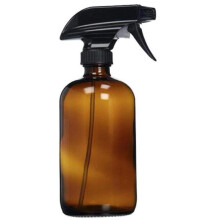 Empty Amber Glass Spray Bottle - Large Capacity 16oz 500ml Refillable Container Durable Black Trigger Mist Sprayer Great for Essential Oils Homemade
