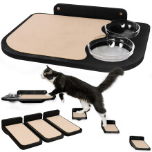 INICIO Cat Shelves for Wall - Cat Feeding Shelf & 3 Steps, Dog Proof, Durable & Easy Install, Suitable for Small & Medium Size Cats Up to 22lbs
