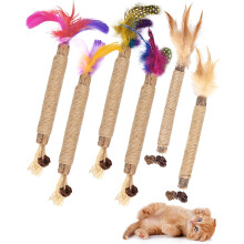ERKOON Catnip Toys for Cats,Kitten Silvervine Chew Sticks with Natural Matatabi and Feather,Cat Nips Toys for Dental Treats Increase Appetit