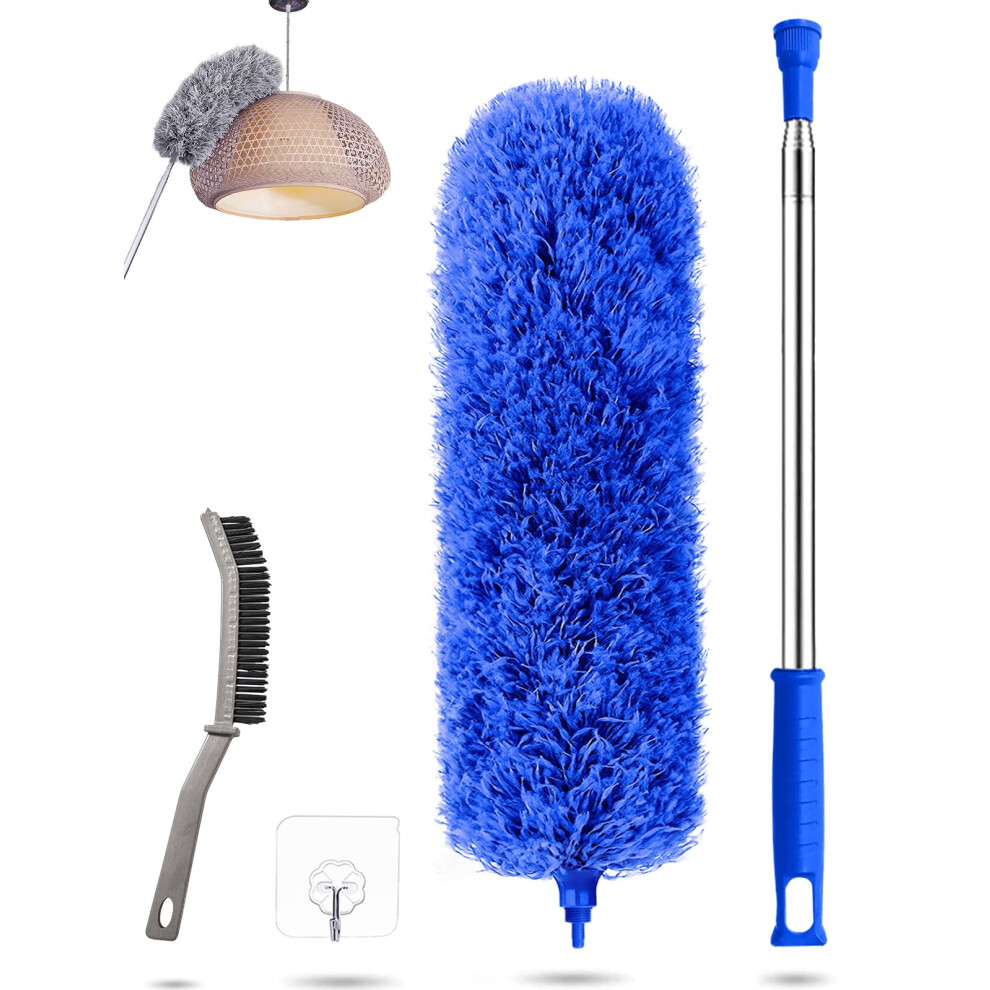 Gentle Monkey Feather Duster,Dusters For Cleaning Extendable,With30-240Cm Pole Telescopic Cobweb Brush Blue4pcs