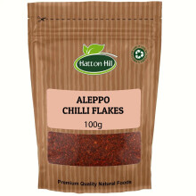 Aleppo Chilli Flakes 100g by Hatton Hill | Pul Biber, Semi-Dried Red Pepper, Crushed, Middle East Cuisine, Mildly Hot, Marash Pepper