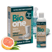 Enzyme Cleaner Odour Eliminator Concentrate - Makes 9x 250ml Bio One Bottles, Natural Enzymatic Surface Cleaning Spray for Carpets, Car Upholstery