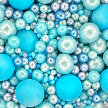 Scrumptious - Pearls Mix - Blue - Cake Topper Sprinkles - 30g Edible Shimmer Ball Cupcake Decorations - Perfect for Weddings, Christenings & Parties