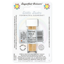 Sugarflair Festive Gold Edible Lustre Dust (E171 Free), Add a Lustrous Shine to Cakes or Decorations. Brush On or Add Rejuvenator to Create