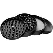 Extra Large Premium Dry Herb Grinder 6.3cm 4-Piece Metal Grinder – Black XL Heavy Duty Aluminum Grinder with Stainless Steel Screen & Magnetic Lid