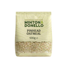 Minton & Donello Pinhead Oatmeal 500g – High Fibre, Low Fat Oats, Great for Porridge, Flapjacks, Satisfying Breakfast Bowls & Everyday Cooking