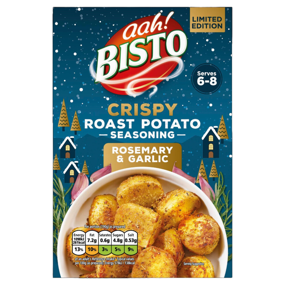 Bisto Crispy Roast Potato Seasoning, Rosemary & Garlic, Perfect For Christmas Dinners, 60G (Pack Of 1) Golden