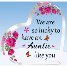 TTOVEN Auntie Gifts Mothers Day Gifts Auntie Birthday Gifts We Are So Lucky to have an Auntie Like You Heart Shaped Acrylic