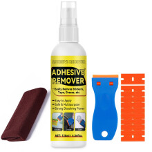 Sticker and Adhesive Remover Spray 120ml with Scraper, Label and Tape Residue Cleaner for Car Glass Plastic Wood