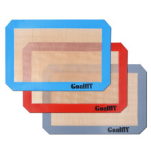 Goalfly Silicone Baking Mat Sheet (30 x 21.6 cm), 3 Pieces Non-Stick Baking Mat Set (Red, Blue, Grey), Heat-Resistant