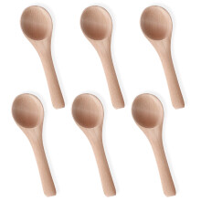 6pcs Small Wooden Spoons, 3.9inch Mini Nature Wooden Spoons for Jars, Yellowish Tiny Wood Teaspoons for Tiny Eating Ice Cream Honey Spice Condiments