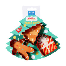 PME CH24CCC104 Cookie Cutters, Christmas Delights (Set of 3), Steel