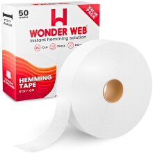WONDER WEB Hemming Tape 50 Meter – Premium Iron On Hemming Tape for Trousers, Sewing & Fabric
