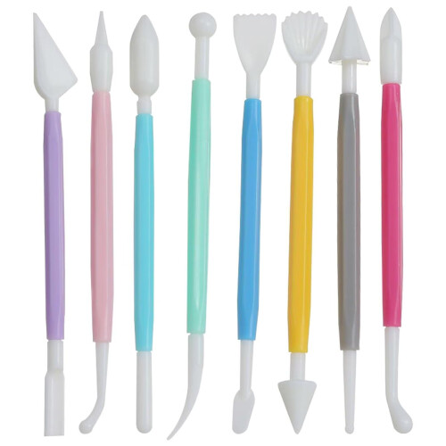 WOLMIK Fondant Tools, 8 Pcs Cake Decorating Tools Icing Sugar Clay Tools Sculpting Cake Modelling Tools Baking Accessories DIY Tool