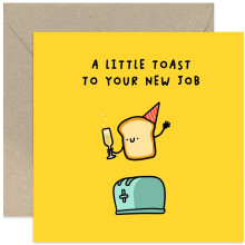 Old English Co. Funny New Job Cards For Men And Women - 'A Little Toast' Witty Humorous Promotion Gift - Funny New Job Card For Son Daughter Friend