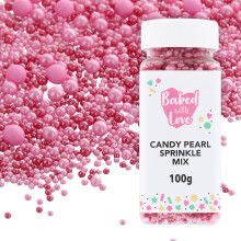 Candy Pearl Sprinkles By Baked With Love | 100g | Pink Sugar Cake Sprinkles, Edible Cake Decorations, Sugar Balls For Cupcakes
