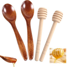 4 Pcs Honey Spoons Wooden, Honey Dippers, Honey Sticks, Wooden Honey Spoon, Sturdy Wooden Spoon for Honey Easy to Clean Wooden Honey Spoon for