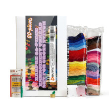 Barpre 60 Skeins Embroidery Thread Kit - 50 Colours (48 Rainbow + 12 Extra Black & White) - Soft Cross Stitch Floss for Friendship Bracelets