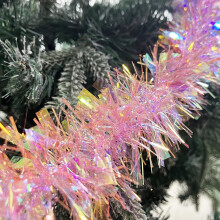 Pink Rainbow Christmas Tinsel Garland, 10m/32.8ft Chunky/Fine Christmas Tree Hanging Tinsel Decoration Metallic Tinsel Christmas Decoration Tinsel