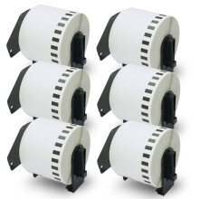BETCKEY - 6 Rolls DK-22205 Labels, 62mm x 30.48m, 6 Continuous Length Paper Labels Compatible with Brother QL Label Printers