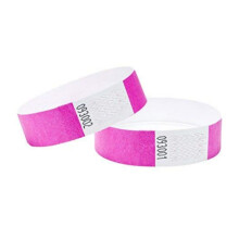 Tyvek Wristbands 3/4 inch 100 Pack, Paper Like Bracelets Used for Events, Nightclubs, waterparks etc. Pink