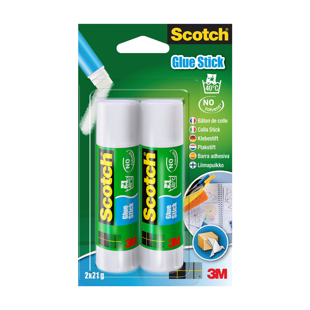 Scotch Permanent Glue Stick, 2 Sticks, 21G Per Stick - Solvent-Free And Water-Based Adhesive