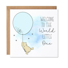 Maise & Rose New Baby Card | Baby Boy Welcome To The World Card | Winnie The Pooh New Arrival Card | Congratulations On Your New Baby | P6