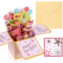 Radsocken 50th Birthday Card for Women 3D Pop Up Greeting Card with Note and Envelope 50th Birthday Gifts for Mum Grandma Wife Auntie