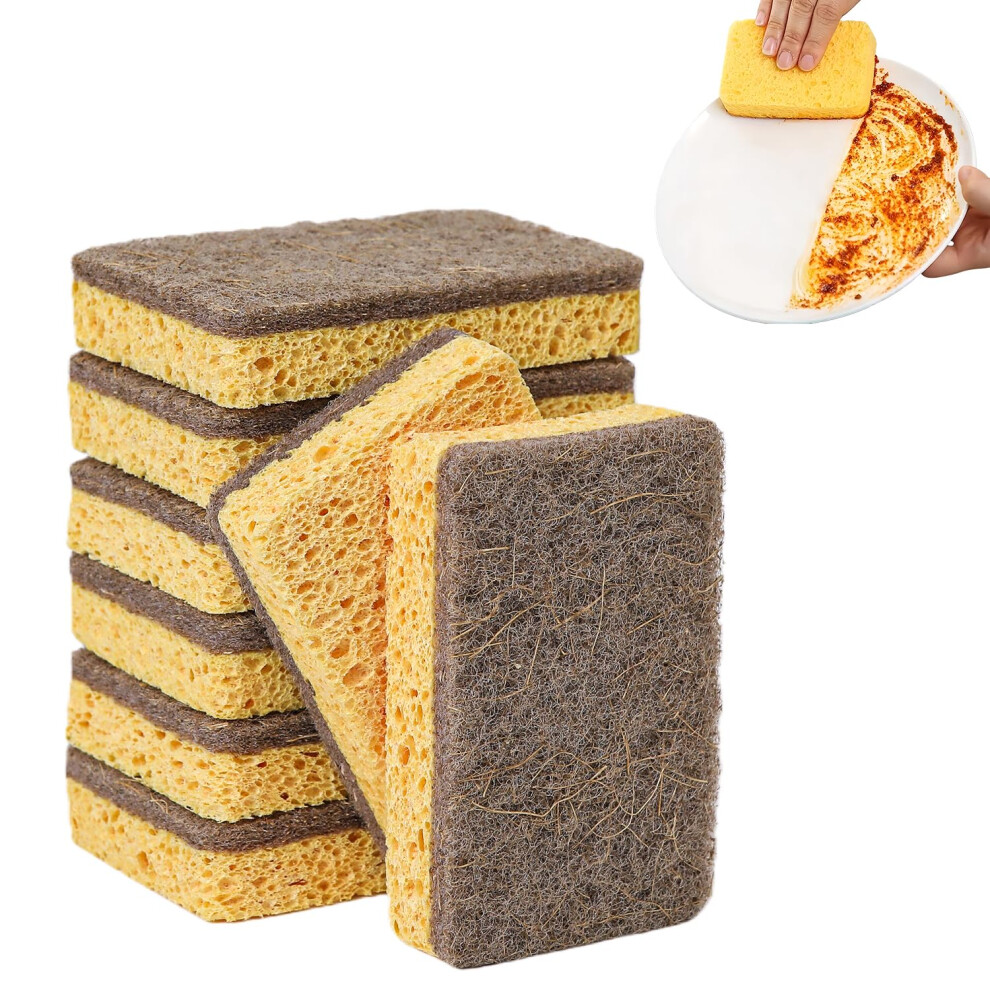 8 Pack Biodegradable Washing Up Scrubber Sponges,Eco Sponges Washing Up,Reusable Kitchen Dish Sponge, For Dishes & Heavy Cleaning 5051226770142