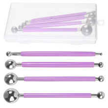 SPEEDWOX 4pcs Caulking Tool Set Metal Ball Modeling Tools Double Ended 8 Ball for Tile Grout Tile Finishing DIY Crafts Ceramics Clay Sculpting and