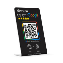 Review us on Google Stand, QR Code & NFC Contactless- Tap to Review Countertop Display - Black