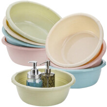 Peohud 8 Pack Plastic Wash Basin, 5L Round Washing Up Bowls, Stackable Wash Bowls for Personal Care