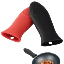 2-Pack Silicone Handle Covers for Cookware, Heat-Resistant Sleeves for Skillets & Pans, Non-Slip Grip Protectors (Red & Black)