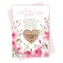 Amazing Mum Little Pocket Hug Token with Postcard - Thinking Of You Love You Gift For Mum from Son/Daughter (Amazing Mum)