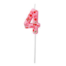 Cherry Birthday Candle, Sweet Pink Fruits Theme Number Candle Cherry on Top Cake Topper for Women Girls Birthday Party Baby Shower Celebrations