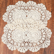 Shimmeroo 2Pcs Lace Crochet Doilies,Oval Lace Doilies for Tables Vintage Handmade Laces Placemats Boho Doilie for Bedrooms,Kitchen,Dining Room