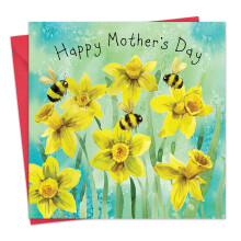Twizler Mother's Day Card for Mum - Daffodils - Happy Mothers Day Card from Son or Daughter - Cute Mummy Mothersday