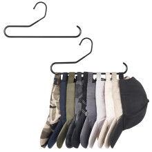 Mkono Hat Organizer for Baseball Caps Metal Hat Rack for Closet Set of 2 Baseball Cap Holder Hat Storage Organizer Holds up to 20 Caps,Black (2)
