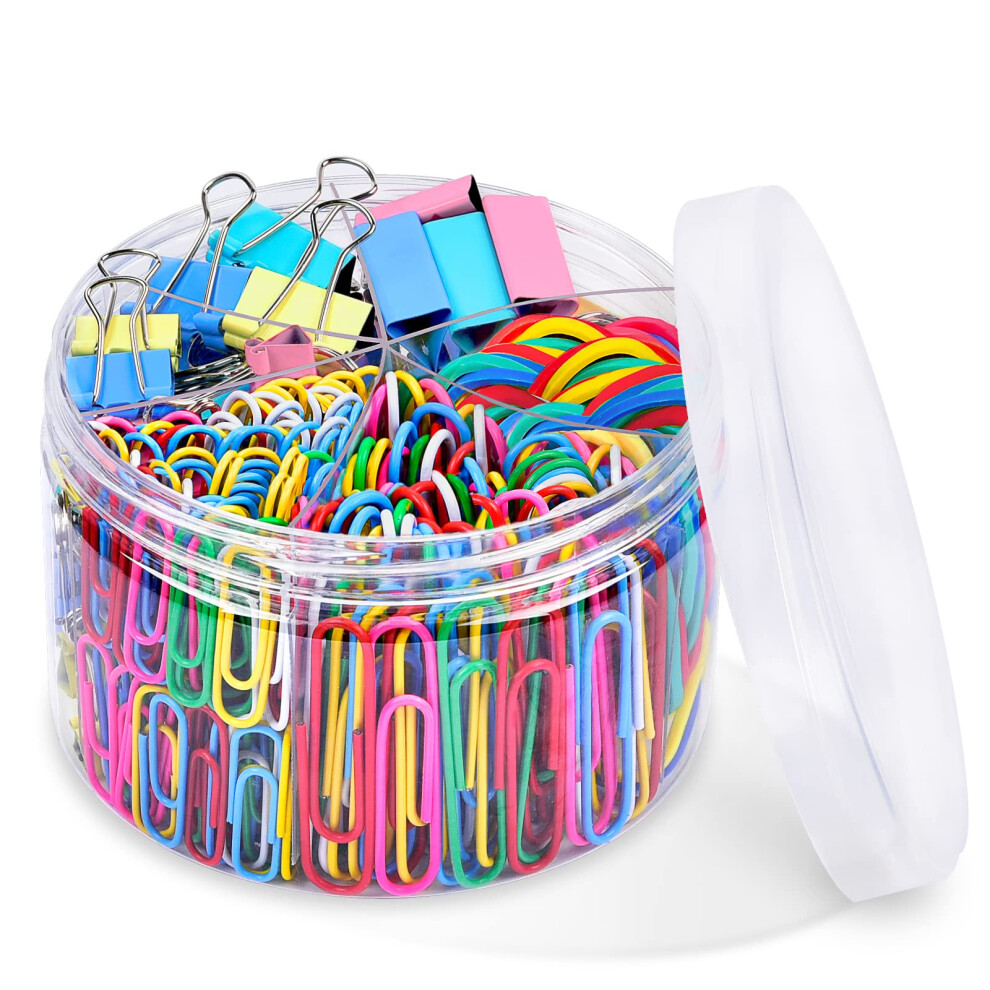 Binder Clips, Sopito 300Pcs Assorted Sizes Stationery Set, Including Paperclips, Fold-Back Clips, And Elastic Bands For Office, School, Home 5051226841484