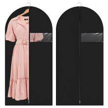 2 Packs Long Garment Bag, Garment Bag for Suit Dress, Garment Bags for Hanging Clothes, Dust-Proof Garment Bags with Clear Pockets