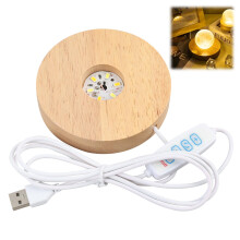 Cateye 10cm Wooden LED Light Base for Crystal, Resin Art & Ornaments, USB Powered, 3 Light Modes
