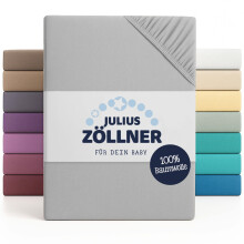 Julius Zöllner Fitted Sheet for Cradles/bassinets (90 x 40 cm, Jersey Light Grey)