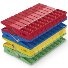 PORTENTUM Recycled Plastic Clothes Pegs, Pack of 40, Multicolour - Outdoor Resistant Clothes Pegs, Multipurpose and No Marks Left