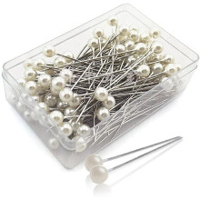 200 Pieces Pearl Pins for Flowers, Wedding, Scarf, Corsage, Quilting, Bouquets, Crafts, Sewing Decorations, DIY Dressmaking With Plastic Box