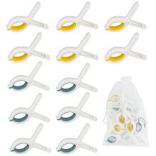 SHBAOCH Beach Towel Clips, 12PCS Large Sunbed Towel Clips, Strong Grip Clothes Pegs for Laundry Sunbeds Pool Chairs Sunlounger Essentials Accessories