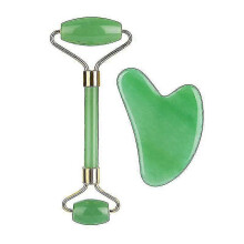 Style 2 White 2 In 1 Facial Massage Roller Guasha Board Kit Double Heads Jade Stone Face Lift Skin