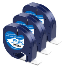 3 X 91201 Label Tape Replacement for Dymo Letratag Tape Plastic White S0721610 12mm x 4m Label Maker Tape Compatible with Dymo Letratag LT-110T