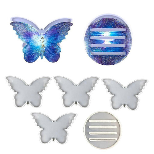 Coaster with Storage Rack Mold Silicone Jewelry Tray Epoxy Resin Casting Mold 1